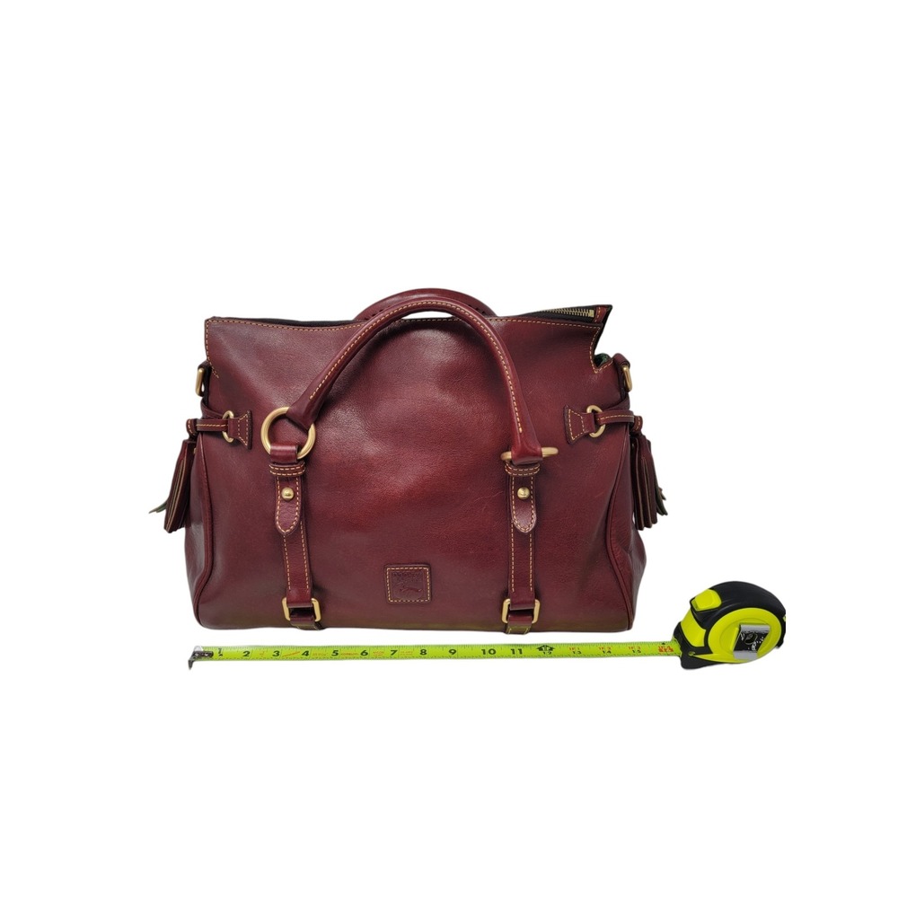 Dooney & Bourke Florentine Satchel Bordeaux Red Vacchetta Leather Tassel Bag - Picture 13 of 15